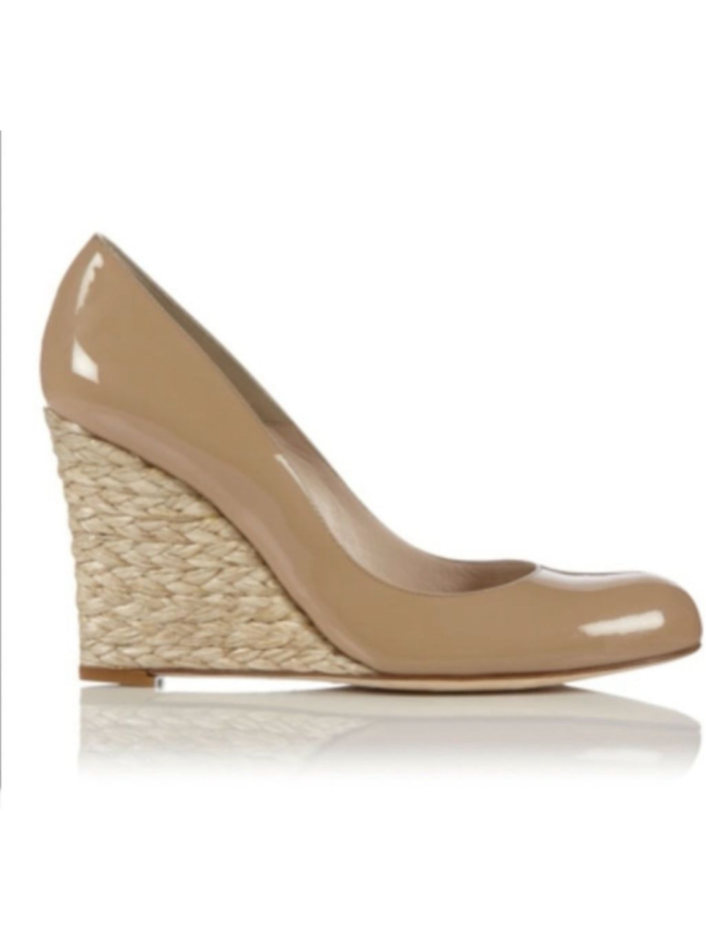 L.K.BENNETT Maddox Beige Patent Leather Espadrille Wedge Pumps Size 36 6